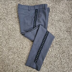 P.A.R.O.S.H pants wool blend elegant trousers studded details Sz M grey PAROSH